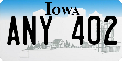 IA license plate ANY402
