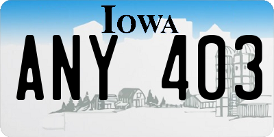 IA license plate ANY403