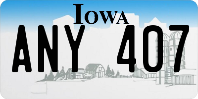 IA license plate ANY407