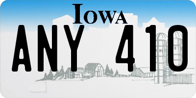 IA license plate ANY410