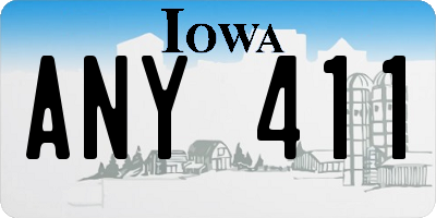 IA license plate ANY411