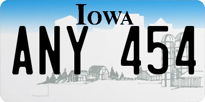 IA license plate ANY454