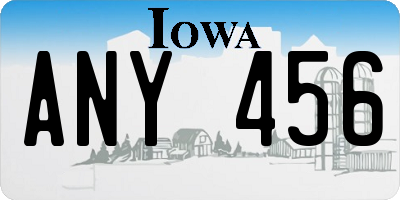 IA license plate ANY456
