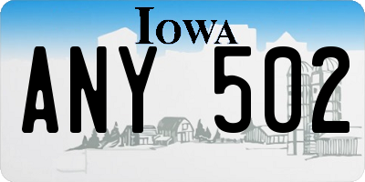 IA license plate ANY502