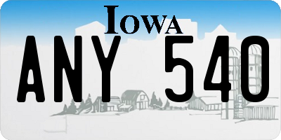 IA license plate ANY540