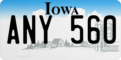 IA license plate ANY560