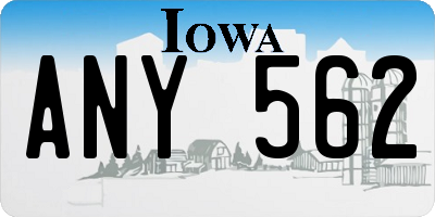 IA license plate ANY562