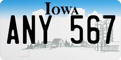 IA license plate ANY567