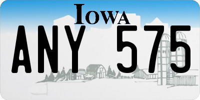 IA license plate ANY575