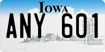 IA license plate ANY601