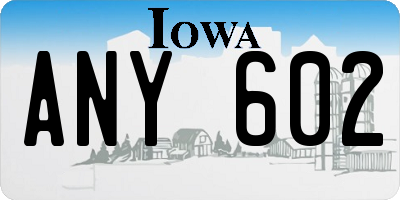 IA license plate ANY602