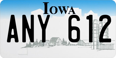 IA license plate ANY612