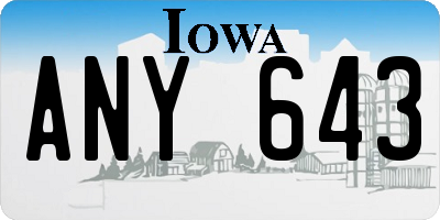 IA license plate ANY643