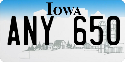 IA license plate ANY650