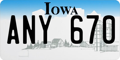 IA license plate ANY670