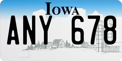 IA license plate ANY678