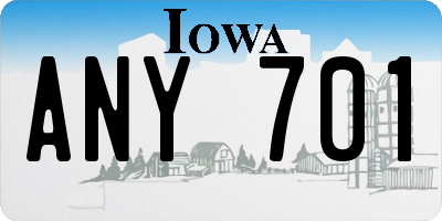 IA license plate ANY701