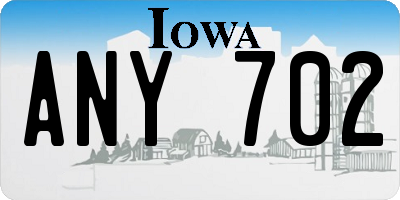 IA license plate ANY702