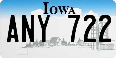 IA license plate ANY722