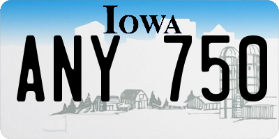 IA license plate ANY750