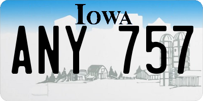 IA license plate ANY757