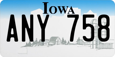 IA license plate ANY758