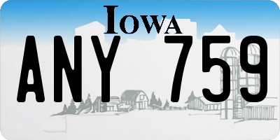 IA license plate ANY759