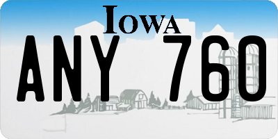 IA license plate ANY760