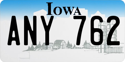 IA license plate ANY762