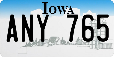 IA license plate ANY765