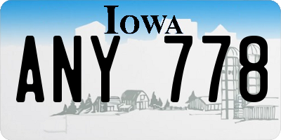 IA license plate ANY778