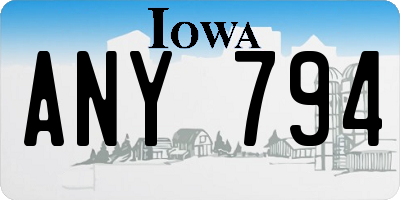 IA license plate ANY794