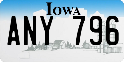 IA license plate ANY796