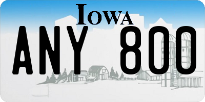 IA license plate ANY800
