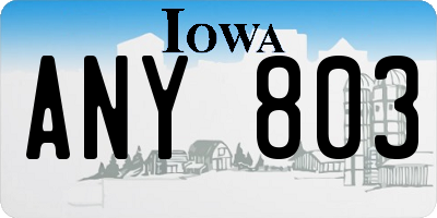 IA license plate ANY803