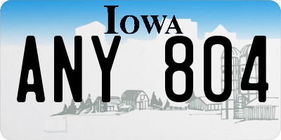 IA license plate ANY804