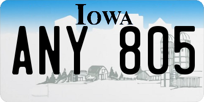 IA license plate ANY805