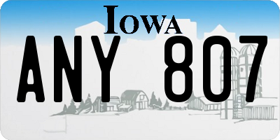 IA license plate ANY807