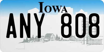 IA license plate ANY808