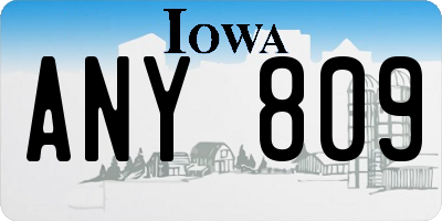 IA license plate ANY809