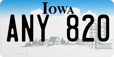 IA license plate ANY820