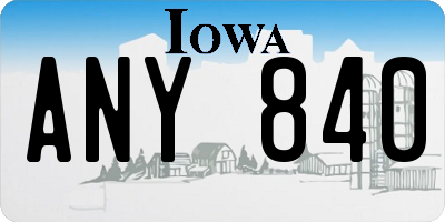 IA license plate ANY840