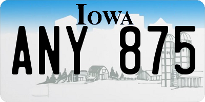 IA license plate ANY875