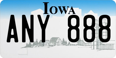 IA license plate ANY888