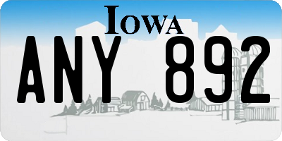 IA license plate ANY892
