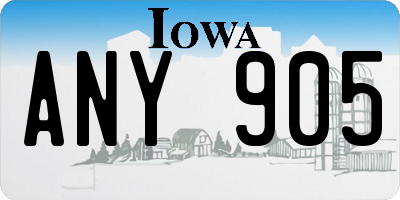 IA license plate ANY905