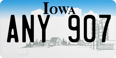 IA license plate ANY907