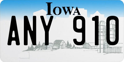 IA license plate ANY910