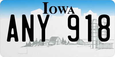 IA license plate ANY918