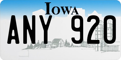 IA license plate ANY920